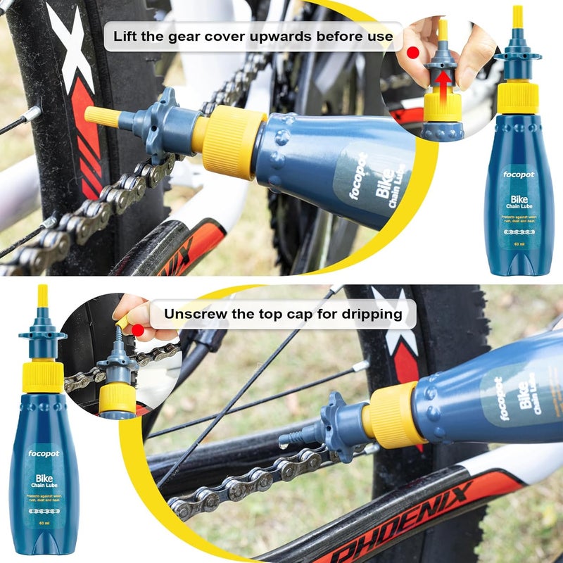 focopot Bike Cleaning Kit Including Bicycle Chain Cleaner Degreaser,Cycling Chain Lube,Cleaner Brush Tool,Scrubber,Suitable for Mountain/MTB,Ebike,Road Bike and Trail Bikes - Image 3